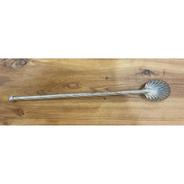 Silver Antique Sterling Silver Iced Straw Spoons Shell Swirl For Sale - Image 8 of 9