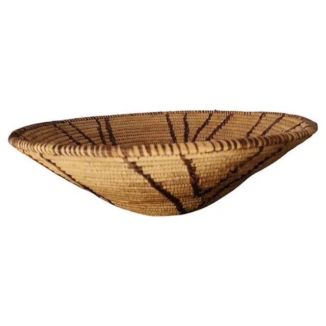 AMBIANIC presents Style Native American Handwoven Basket origin unconfirmed 15 x 15 Preowned original unrestored vintage...