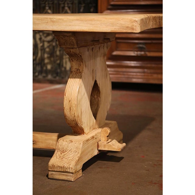 18th Century French Louis XIII Carved Bleached Oak Refectory Trestle Table For Sale In Dallas - Image 6 of 7