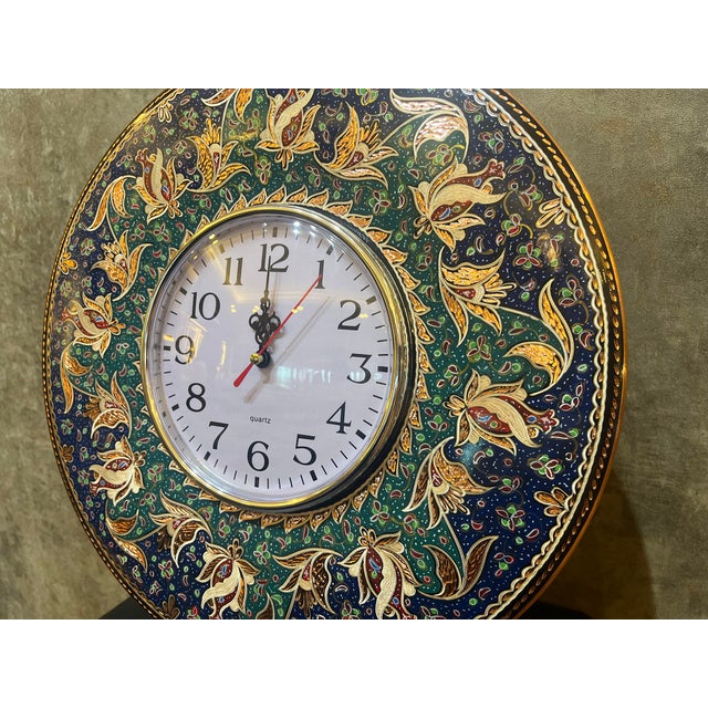 Hand Carved Floral Copper Clock For Sale - Image 5 of 9