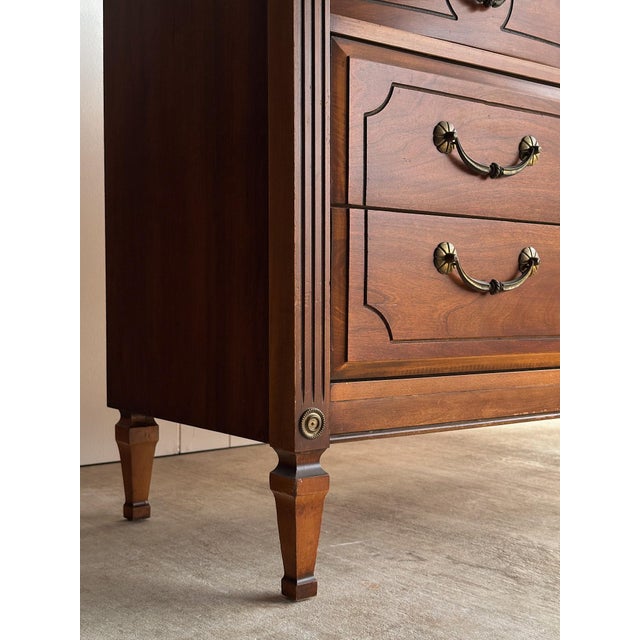 Vintage Walnut Triple Dresser by Ward Furniture, C. 1970s For Sale - Image 10 of 18
