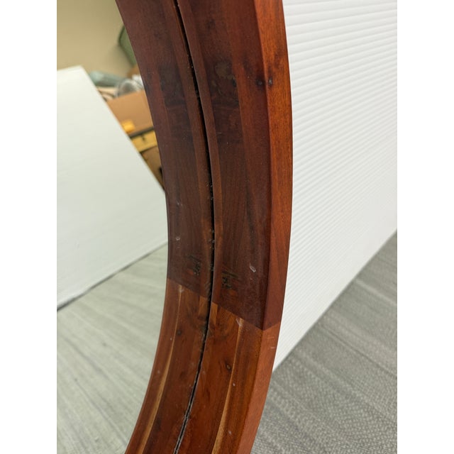 Wood Cb2 Acacia Wood Round Wall Mirror For Sale - Image 7 of 12
