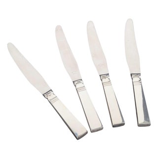 Dinner Knives Acadia / Blok. in Sterling Silver and Stainless Steel from Georg Jensen, 1930s, Set of 4 For Sale