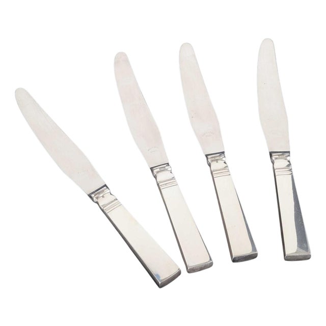 Dinner Knives Acadia / Blok. in Sterling Silver and Stainless Steel from Georg Jensen, 1930s, Set of 4 For Sale
