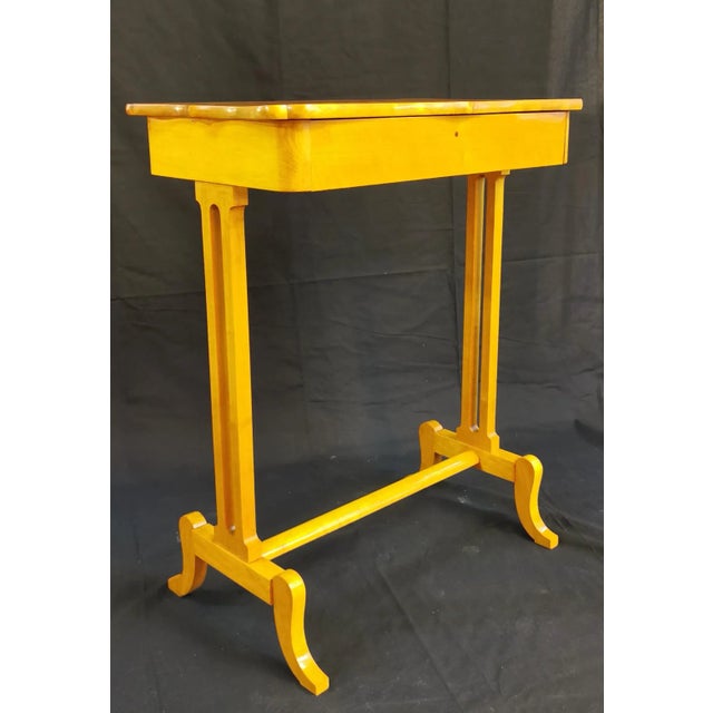 A side stitch in Biedermeier style, birch massive, completely restored, shellac polished.