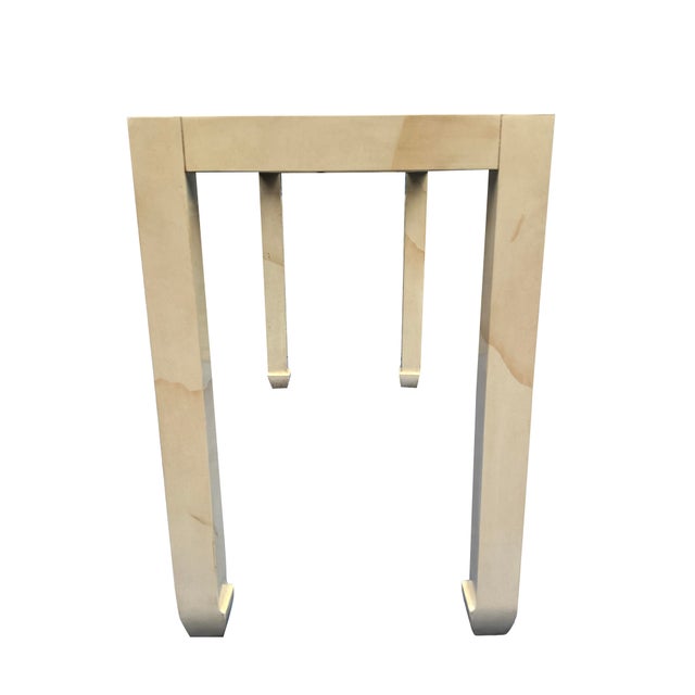 Modern Vintage Henredon Faux Goatskin Console Table Decorative Modern Design For Sale - Image 3 of 7