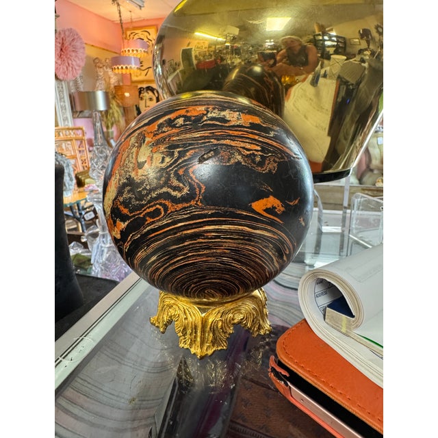 Vintage Marble Spheres on Stands - A Pair For Sale - Image 4 of 8