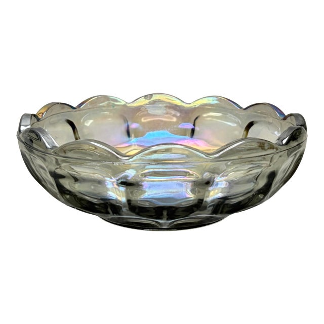 Vintage Federal Glass “Colonial Yorktown” Smoke Carnival Glass Bowl For Sale