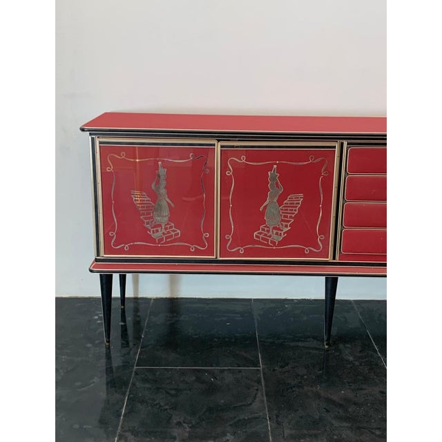 1950s Credenza by Umberto Mascagni Rosso Bordeaux, 1950s For Sale - Image 5 of 14