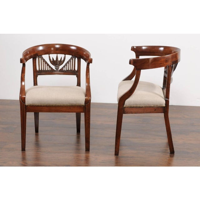 Two Italian 1800s Carved Walnut Upholstered Armchairs Sold Individually For Sale - Image 11 of 11