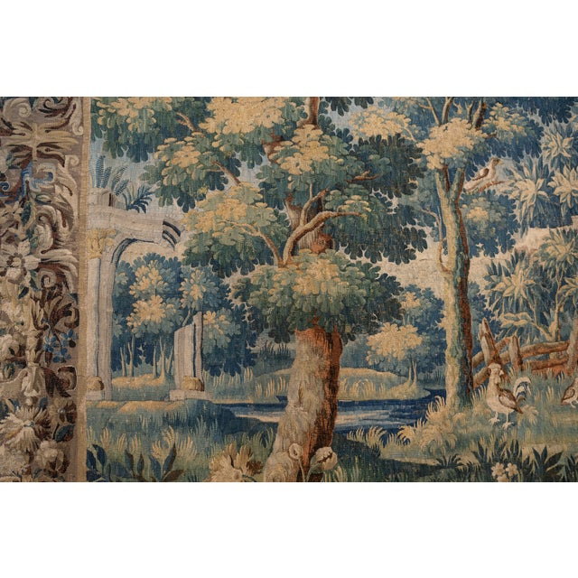 French Provincial Verdure Tapestry, 18th Century For Sale - Image 3 of 18