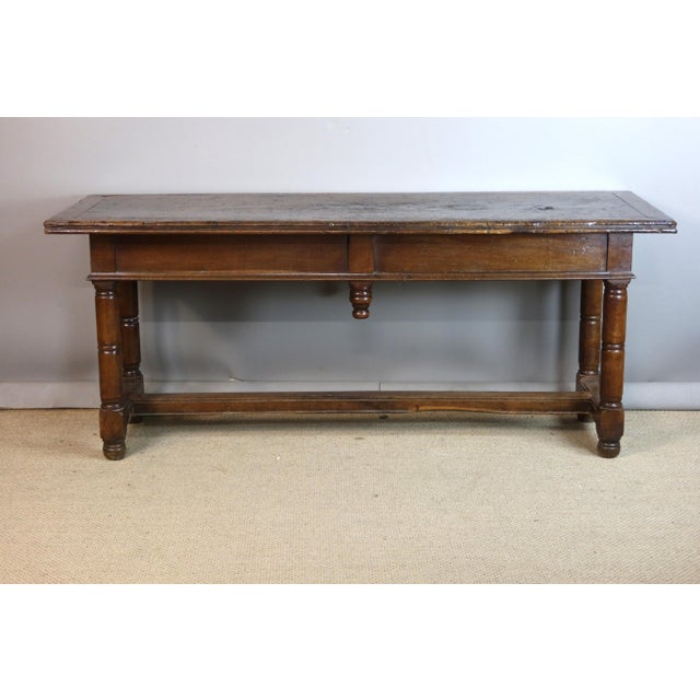 Oak Console Table with Walnut Top For Sale - Image 11 of 11
