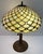 Tiffany and Co. Antique American Tiffany Style Leaded Stained Glass Table Lamp With Amber Jewels For Sale - Image 4 of 11
