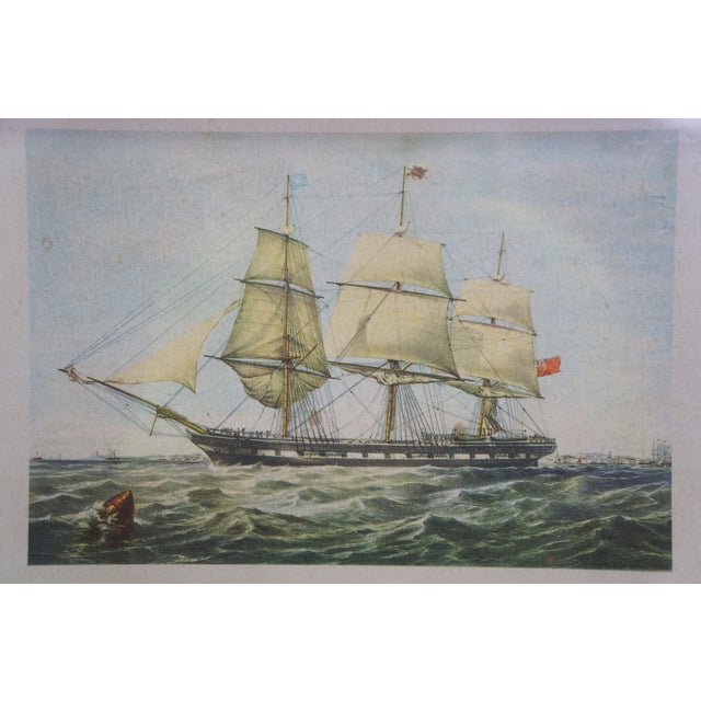 Pair Mid Century Clipper Ship Prints Windsor Castle & Swiftsure Maple Frames 12" For Sale - Image 11 of 11