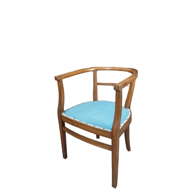 Tub Chairs in Wood and Fabric, Set of 2 For Sale - Image 6 of 7