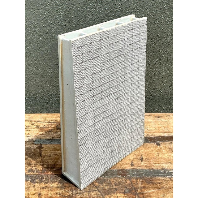 White Vintage Grid Pattern Ceramic Vase For Sale - Image 8 of 12