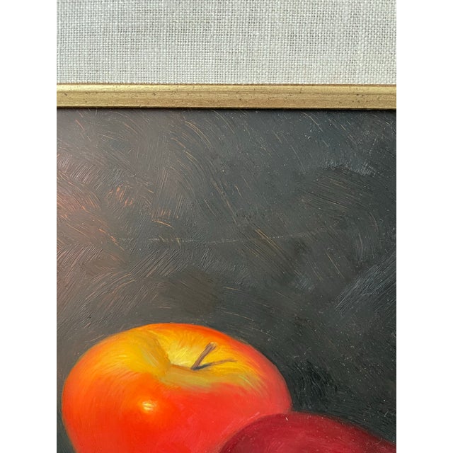 Original Oil on Canvas Framed Still Life Apples Fruit Painting Signed. For Sale In San Francisco - Image 6 of 6