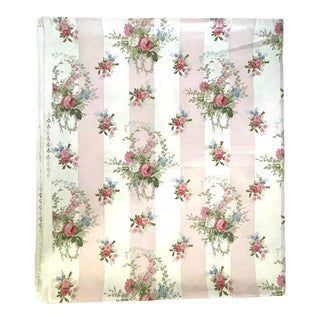 Vintage 1988 Laura Ashley Isabelle Cotton Chintz Pink Rose Pink Stripe 12.5 Yds For Sale
