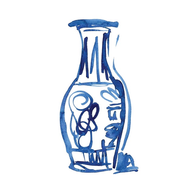 "Blue and White Sleeve Vase #10" Contemporary Still Life For Sale