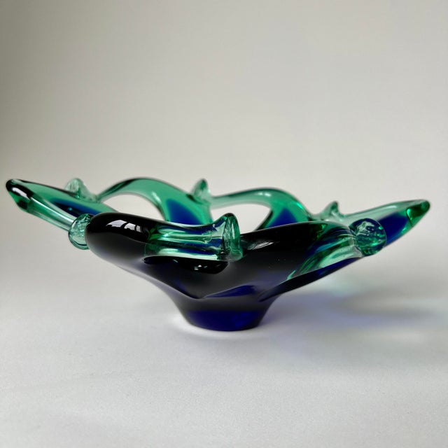 Mid-Century Style Murano Glass Biomorphic Bowl from Crystal Clear, 1960s For Sale - Image 3 of 10