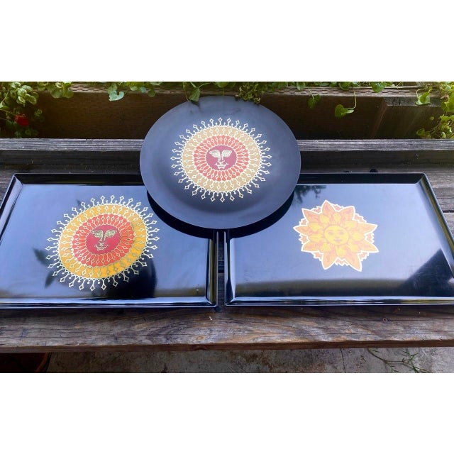 Vintage Couroc Monterey Hollywood Regency Sunburst Charger Plate For Sale - Image 9 of 15