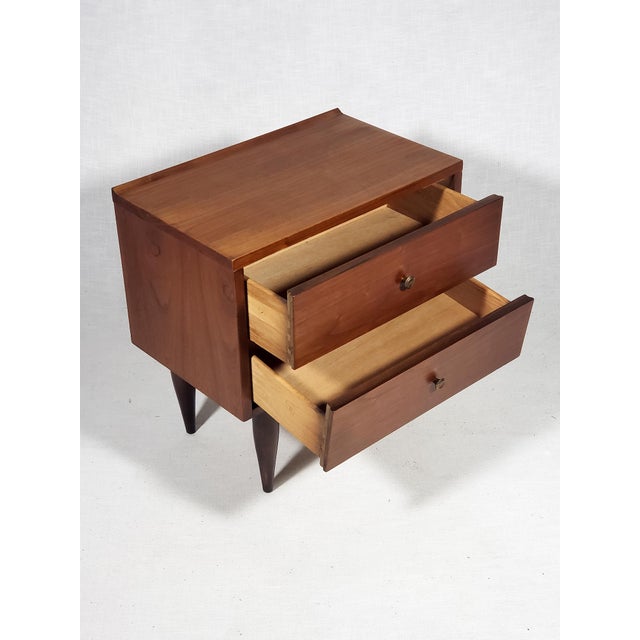 Wood Vintage Original Mid-Century Modern Harmony House All Wood Walnut Nightstand (One) With Tapered Legs For Sale - Image 7 of 11