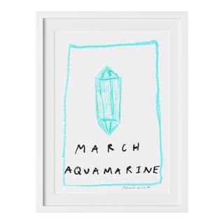 March Aquamarine Birthstone Print by Tatiana Alida in White Frame For Sale