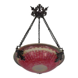 French Art Deco Pendant Light by Le Verre Francais Schneider 1920s France For Sale