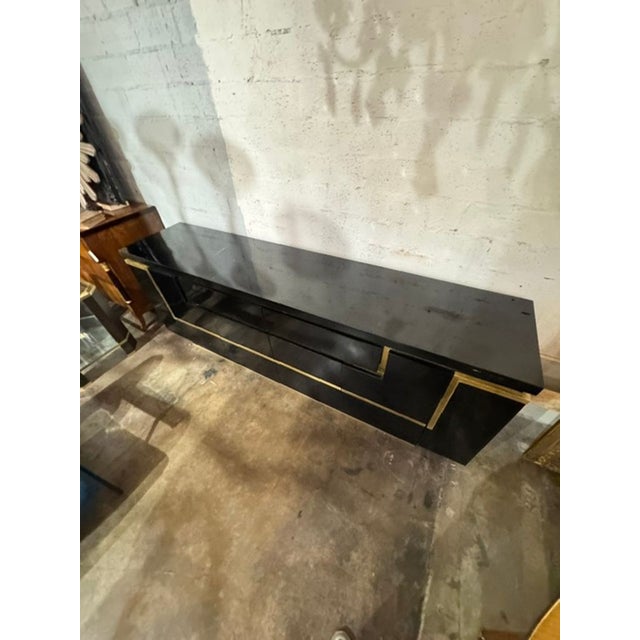 Jean Claude Mahey Design Black Laquer and Brass Sideboard For Sale In Dallas - Image 6 of 8