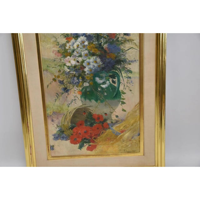 Textile Eugene Henri Cauchois , Flower Study Oil Painting For Sale - Image 7 of 11