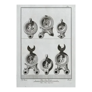 1762 Roman Oil Lamp Classical Engraving