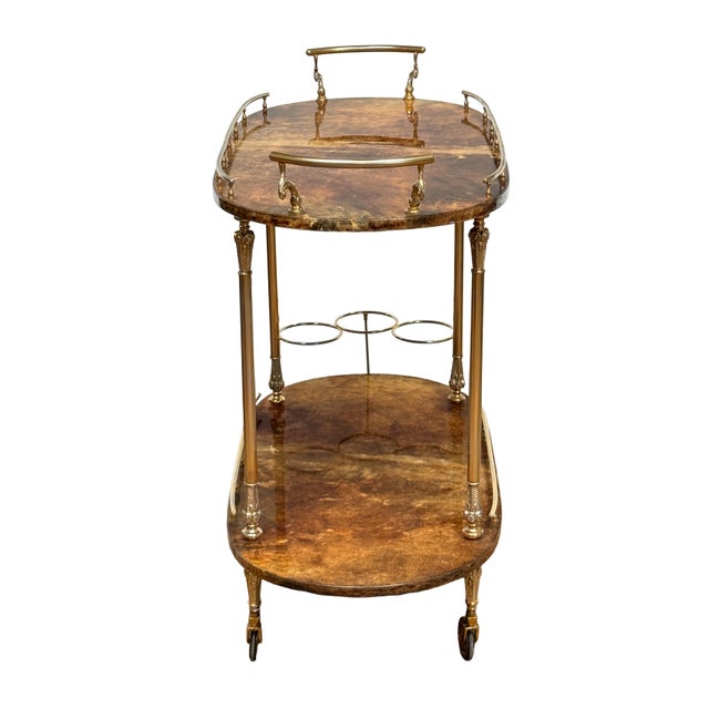 Amber Italian Two-Tiered Drinks Cart by Aldo Tura For Sale - Image 8 of 11