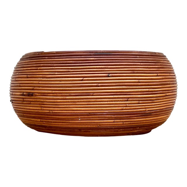 Vintage Boho Monumental Pencil Reed. Basket For Sale