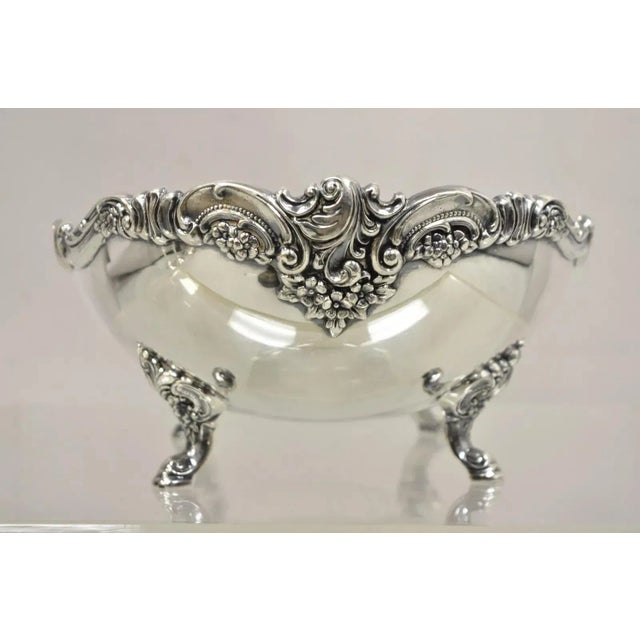 Mid 20th Century Vintage Wallace 214 Victorian Style Silver Plated Oval Footed Fruit Bowl For Sale - Image 5 of 11
