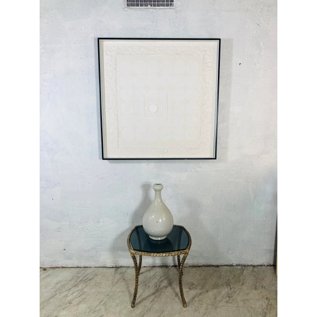 White Plaster Wall Sculpture, Framed, Signed For Sale - Image 11 of 12