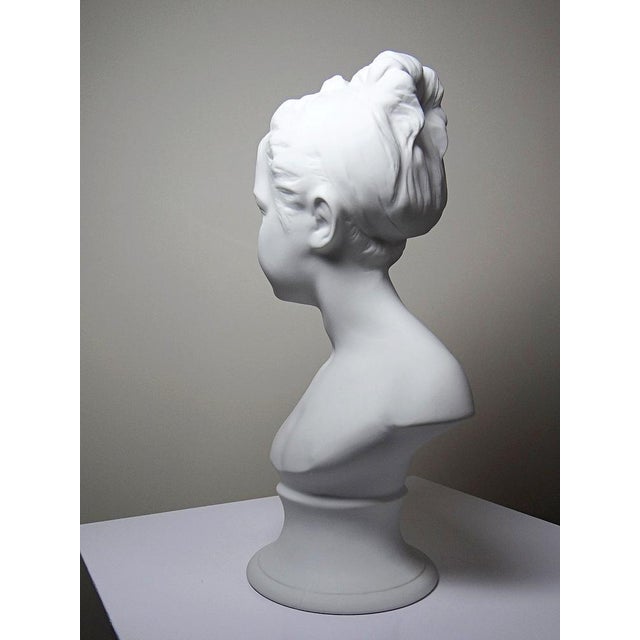 Bust of Louise Brongniard After Houdon in White Biscuit Porcelain, 1930s For Sale - Image 6 of 13