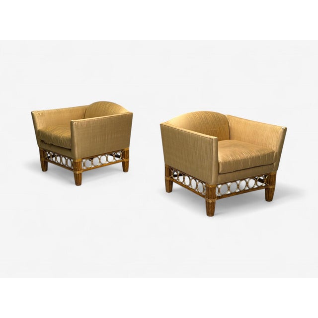 McGuire, Bamboo, Rattan, Fabric, Large Lounge Chairs, Usa, 1960sn- Set of 2 For Sale - Image 4 of 9