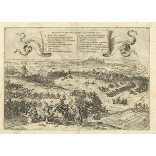 Engraving of the Battle of Bergen in Hainaut, 1647, Paper For Sale