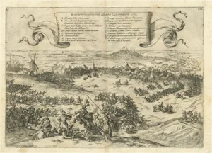 Engraving of the Battle of Bergen in Hainaut, 1647, Paper