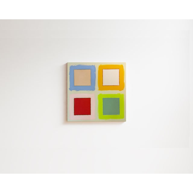 Mid-Century Modern Original Painting | Colorful Squares Color Field Painting, 20 X 20 In. For Sale - Image 3 of 4