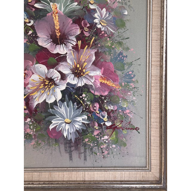 Pink 1980’s Decorative Arts Studio Framed Oil Painting For Sale - Image 8 of 12