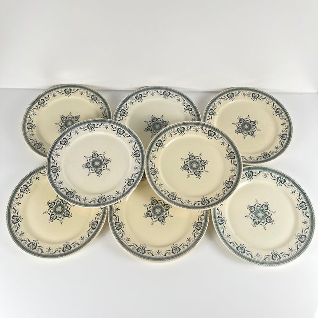 Blue Antique Admiral Ironstone Dessert Plates from Creil & Montereau, 1890s, Set of 8 For Sale - Image 8 of 15