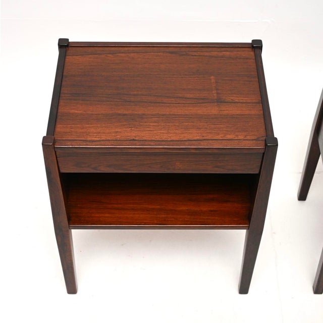 Brown Vintage Danish Bedside Cabinets attributed to Poul Hundevad, 1960, Set of 2 For Sale - Image 8 of 11