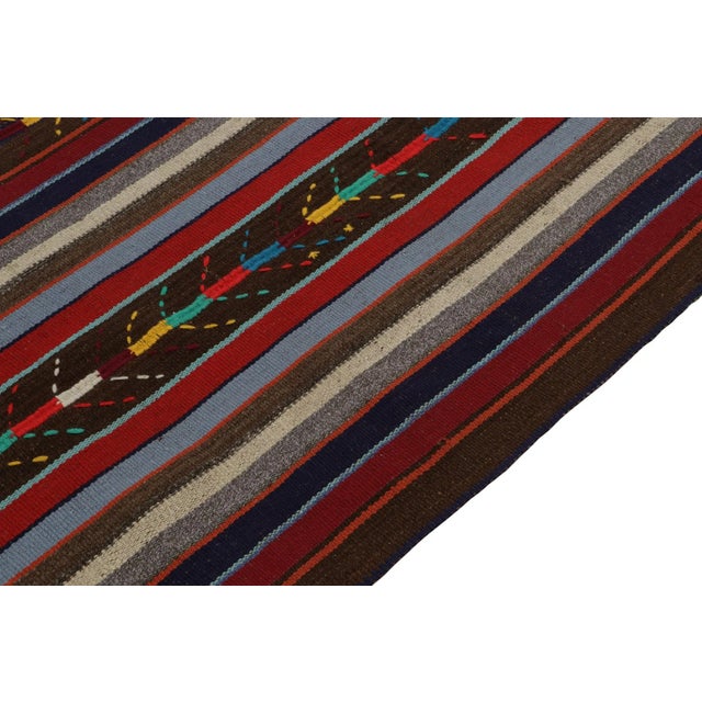 Rug & Kilim 1950s Vintage Chaput Kilim Rug in Beige-Brown, Red, Multicolor Stripes For Sale - Image 4 of 7