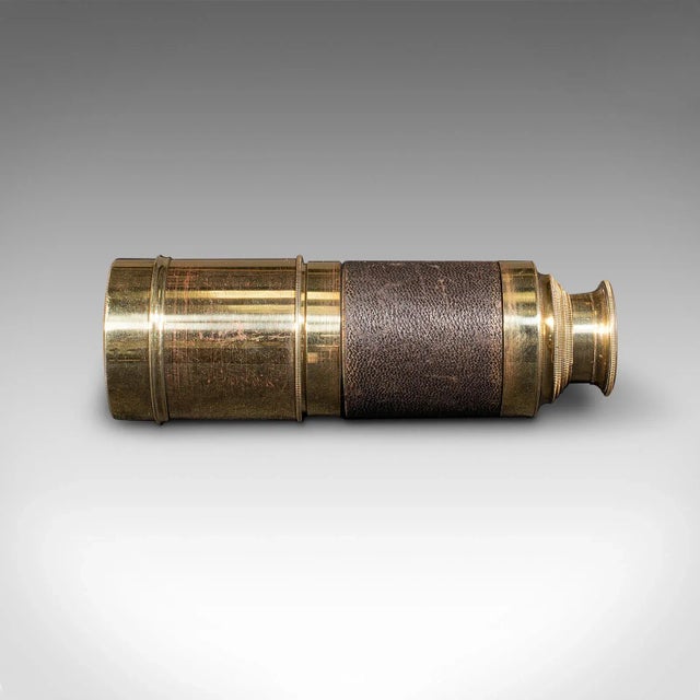 Victorian Antique Telescope, English, 6-Draw, Brass, Leather, Terrestrial, Victorian, 1860 For Sale - Image 3 of 10