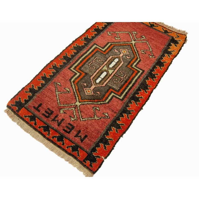 Vintage Handknotted decorative mini rug from Kars region of Turkey. Approximately 45-55 years old. In very good condition.