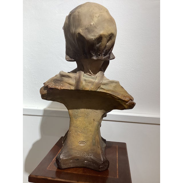 La Moisson Bust in Polychrome Gesso from Freres Citti For Sale - Image 12 of 14