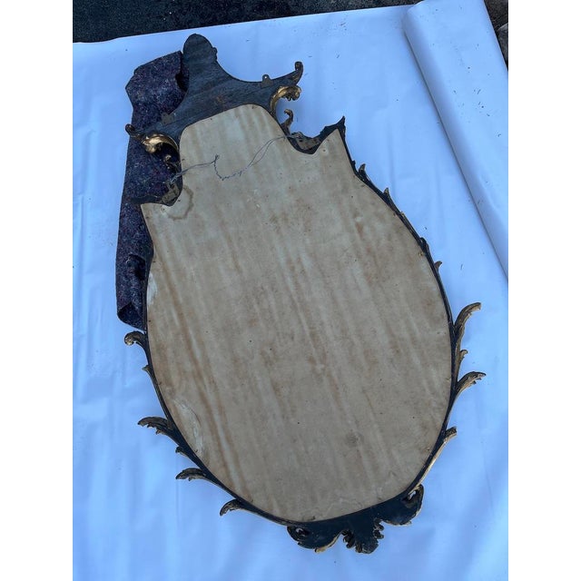 Gold Large Antique Chinoiserie Carved Wood Mirror For Sale - Image 8 of 15