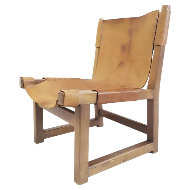 Spanish Walnut and Leather Model Riaza Childrens Chair by Paco Muñoz for Darro, 1950s For Sale