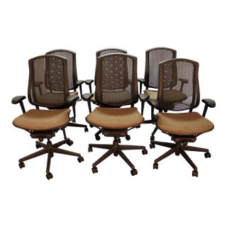 Set of 6 Modern Herman Miller Celle Adjustable Swivel Conference/Office Chairs For Sale